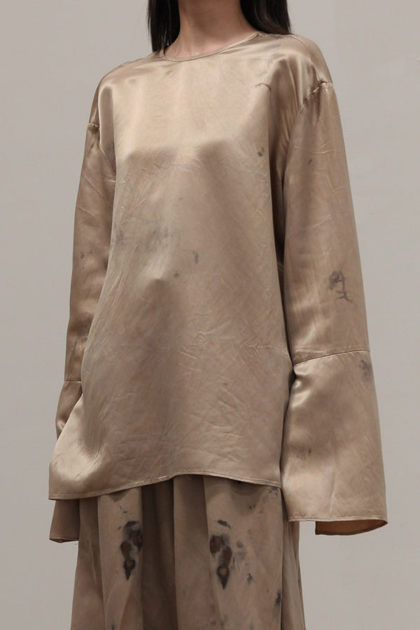 Mutedance 24 Spring and Summer Silk Printed Tops and Shirts Series MD-MD24SS168-KAQI Khaki PM133